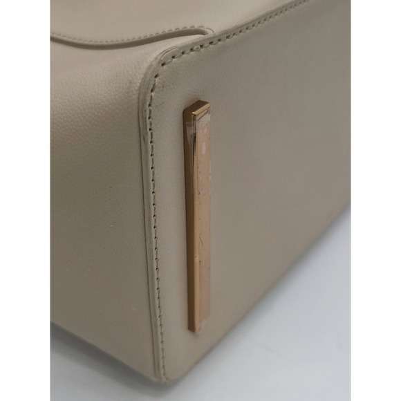 Charles & Keith Beige Leather Geometric Tote Crossbody Strap Gold Hardware #0352 - Picture 6 of 14